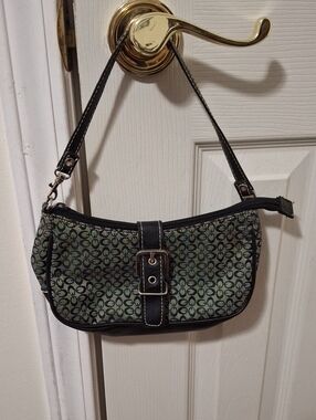 Womens Black and Gray Patterned Wristlet with Silver Hardware